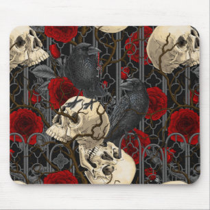 Raven's secret. Dark and moody gothic illustration Mouse Mat