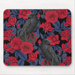 Raven's secret. Dark and moody gothic illustration Mouse Mat