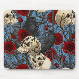 Raven's secret. Dark and moody gothic illustration Mouse Mat