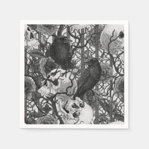 Raven's secret. Dark and moody gothic illustration Napkin