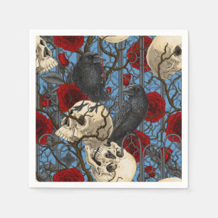 Raven's secret. Dark and moody gothic illustration Napkin