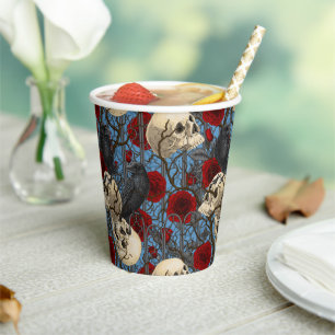 Raven's secret. Dark and moody gothic illustration Paper Cups