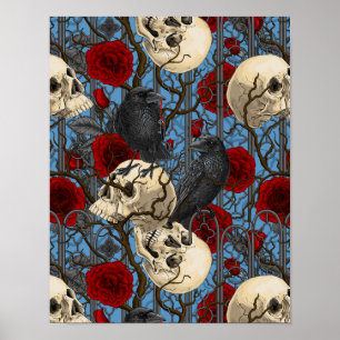 Raven's secret. Dark and moody gothic illustration Poster