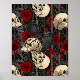 Raven's secret. Dark and moody gothic illustration Poster