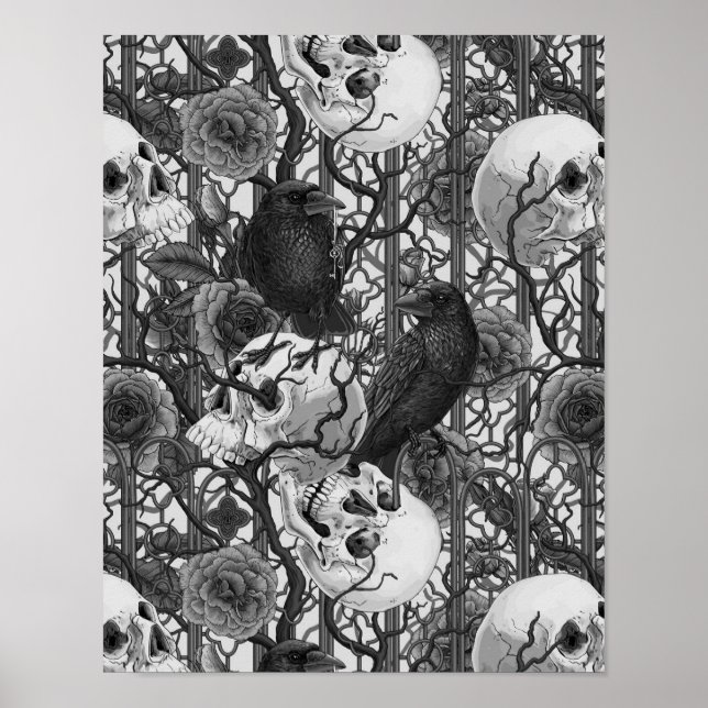 Raven's secret. Dark and moody gothic illustration Poster (Front)