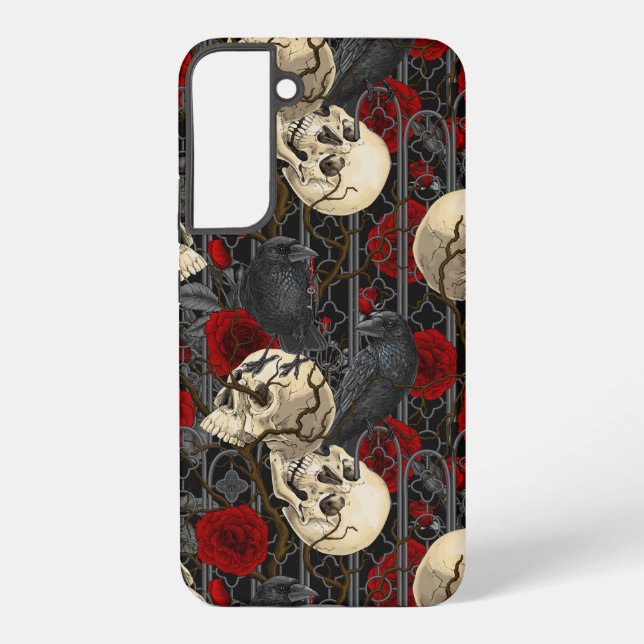 Raven's secret. Dark and moody gothic illustration Samsung Galaxy S22+ Case (Back)