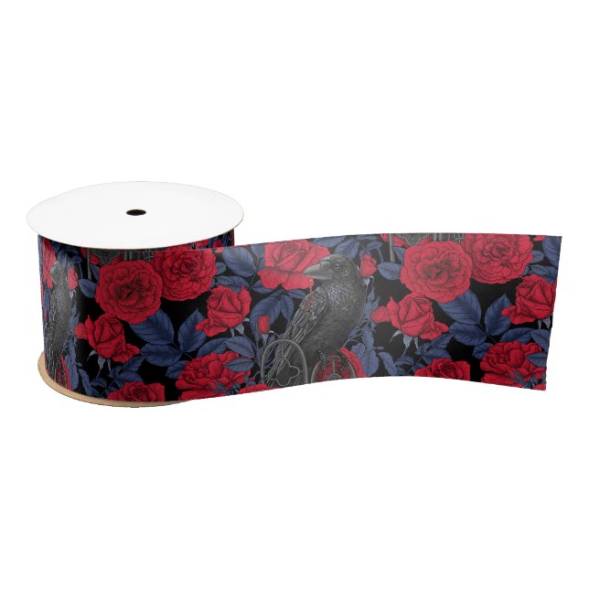 Raven's secret. Dark and moody gothic illustration Satin Ribbon (Spool)