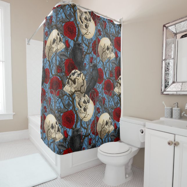 Raven's secret. Dark and moody gothic illustration Shower Curtain (In Situ)