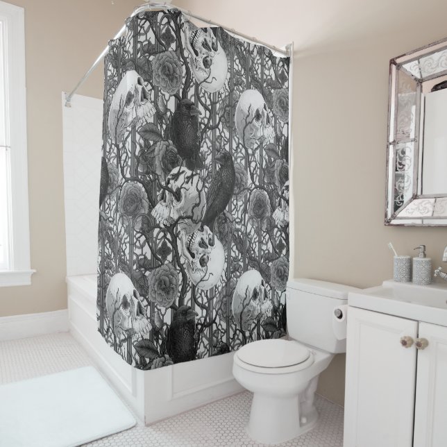Raven's secret. Dark and moody gothic illustration Shower Curtain (In Situ)