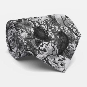 Raven's secret. Dark and moody gothic illustration Tie