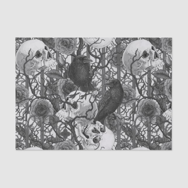 Raven's secret. Dark and moody gothic illustration Tissue Paper (Front)