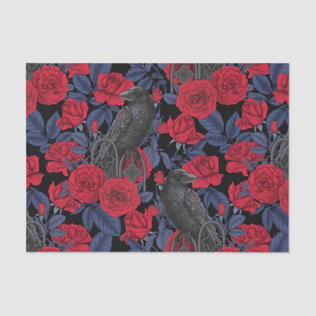 Raven's secret. Dark and moody gothic illustration Tissue Paper (Front)