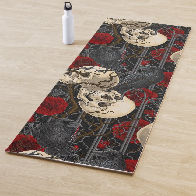 Raven's secret. Dark and moody gothic illustration Yoga Mat (In Situ)