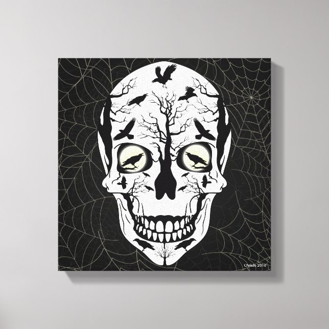 Ravens Skull Skeleton Wall Art Home Decor (Front)