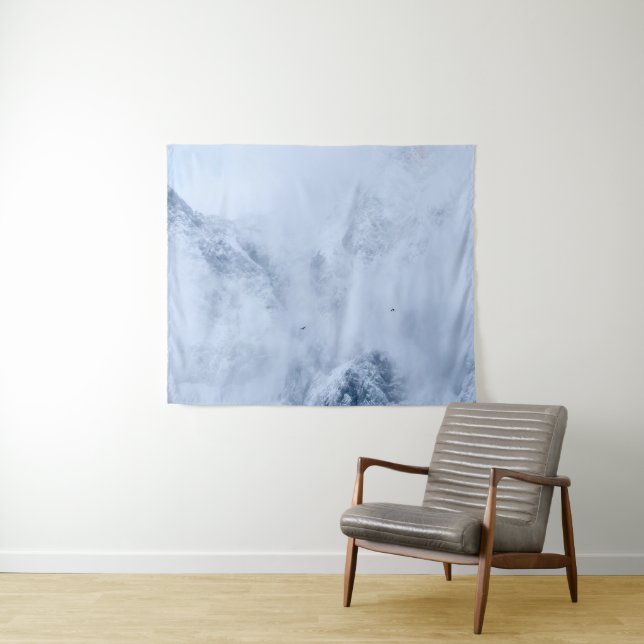 Ravens, snowy mountains and clouds tapestry (In Situ (Horizontal))