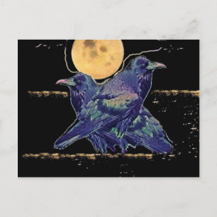 Ravens Spooky Moon by Sharles Postcard