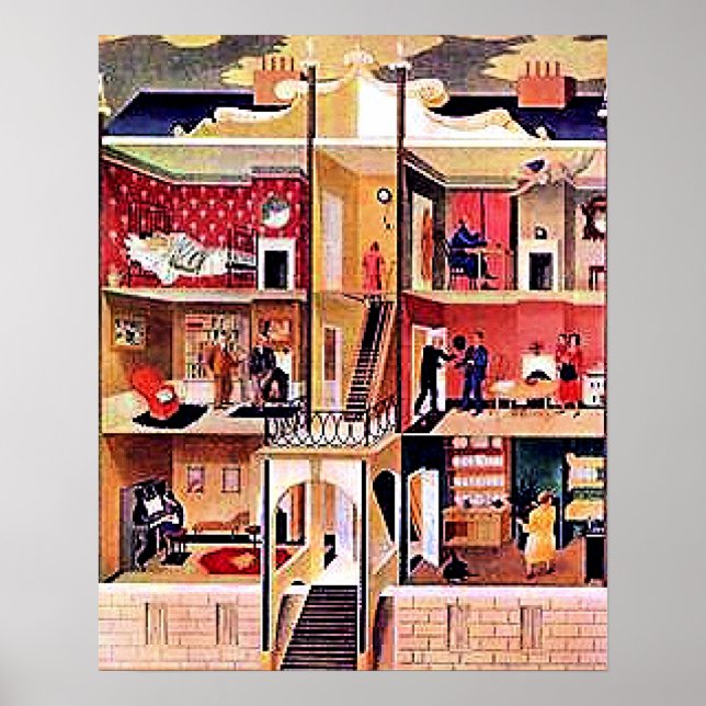 Ravilious art, The Boarding House Poster (Front)