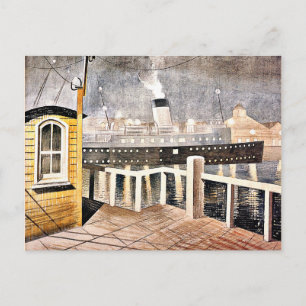 Ravilious - Channel Steamer Leaving Harbour Postcard