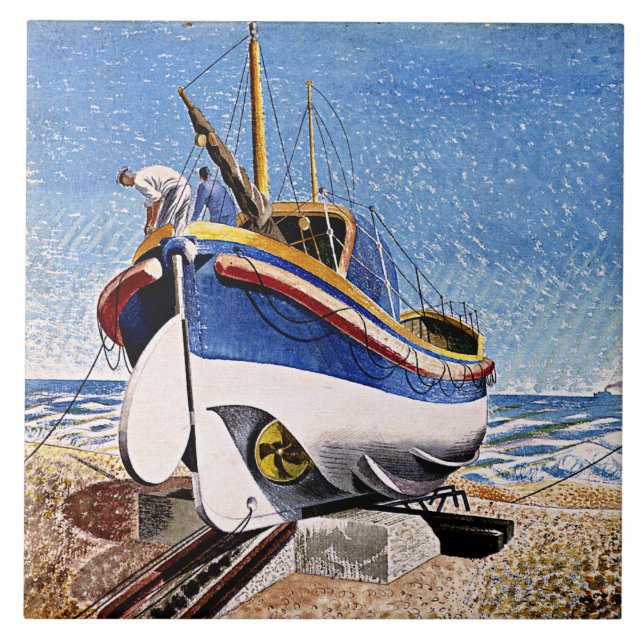 Ravilious - Lifeboat at Aldeburgh Tile (Front)