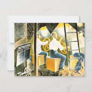 Ravilious - Men Operating Submarine Controls Postcard