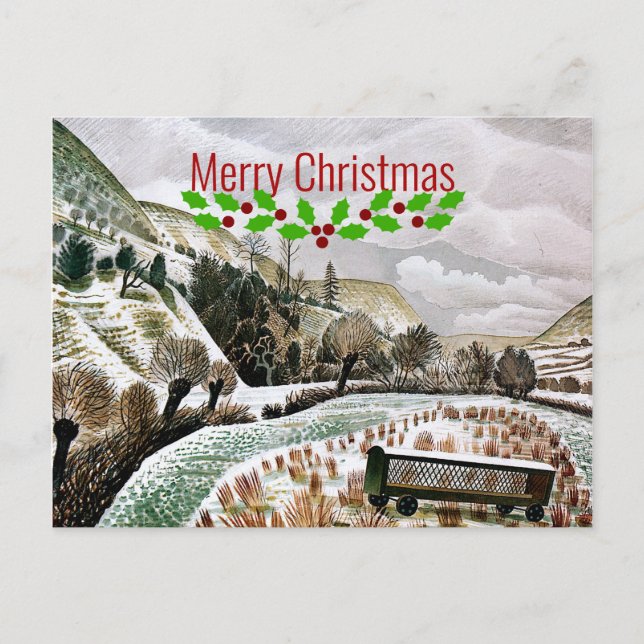 Ravilious - New Year Snow - Merry Christmas Postcard (Front)