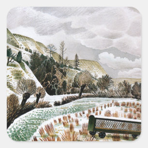 Ravilious - New Year Snow, Square Sticker