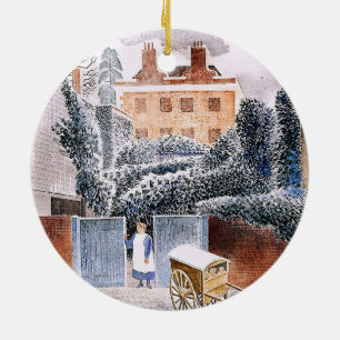 Ravilious - Vicarage in Winter,  Ceramic Tree Decoration