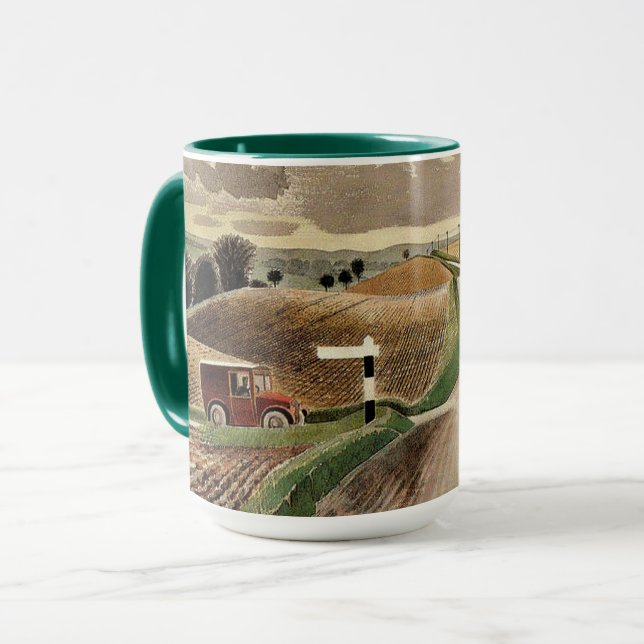 Ravilious--Wiltshire Landscape, fine art painting  Mug (Front Left)