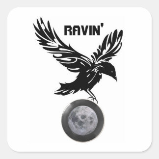 Ravin' moon square sticker