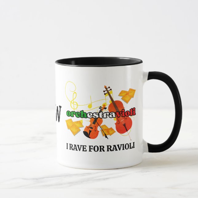 Ravioli Pasta ORCHESTRAVIOLI Italian Colours Music Mug (Right)