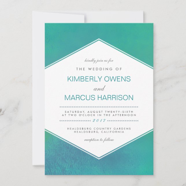 Ravishing | Teal Green Watercolor Wedding Invitation (Front)