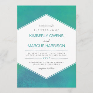 Ravishing Teal Green Watercolor Wedding Invitation