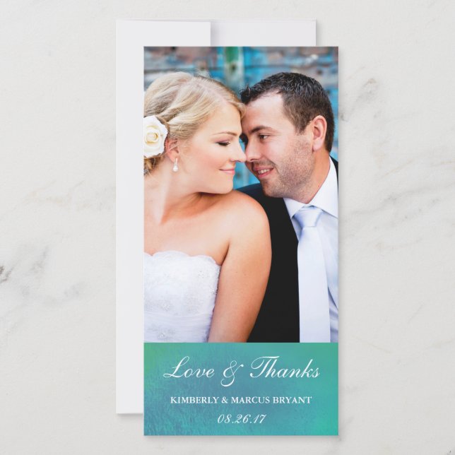 Ravishing / Teal Green Watercolor Wedding Thanks Thank You Card (Front)
