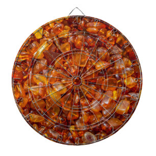 Raw amber pebbles dartboard