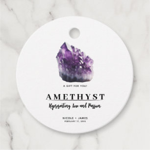 Raw Amethyst Purple Calming Crystal Wedding Favour Tags