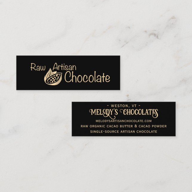 Raw Artisan Chocolate Gold on Black Product Card (Front/Back)