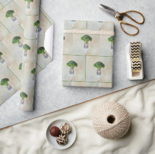 Raw Broccoli Floret On a Fork Wrapping Paper