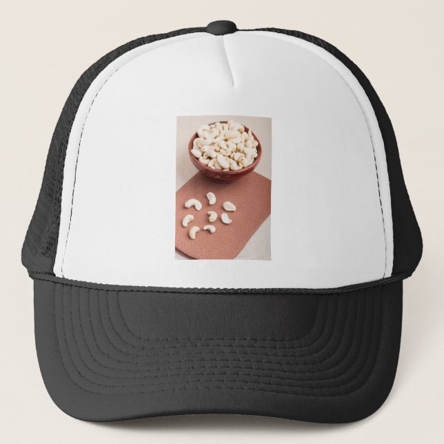 Raw cashew nuts for vegetarian food trucker hat (Front)