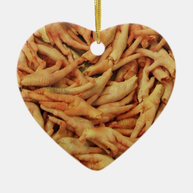 Raw Chicken Feet Ceramic Tree Decoration (Front)