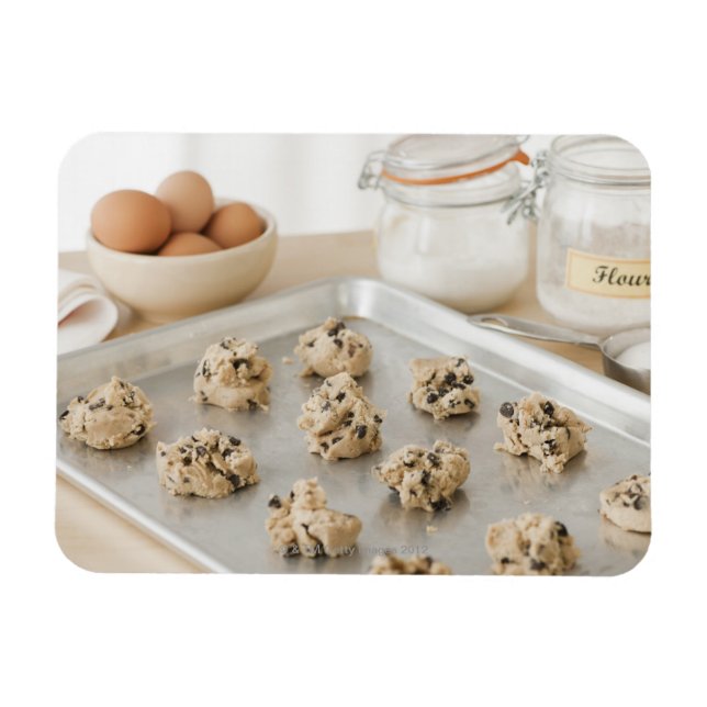 Raw cookies on baking tray magnet (Horizontal)