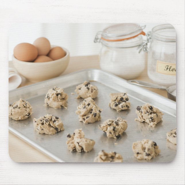 Raw cookies on baking tray mouse mat (Front)