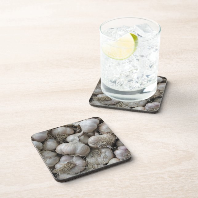 Raw Garlic Seasoning Healthy Food Wallpaper Coaster (Right Side)