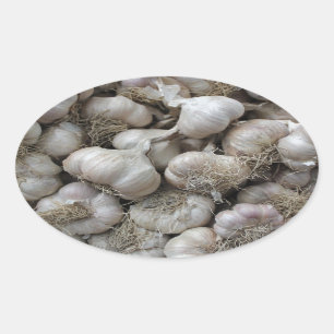 Raw Garlic Seasoning Healthy Food Wallpaper Oval Sticker
