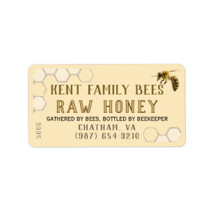 Raw Honey Label Honeycomb & Bee