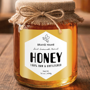 Raw Honey Trendy Beehive Design Jar Label