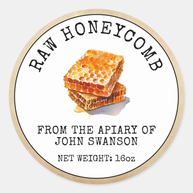 Raw Honeycomb Apiary Beehive Honey Classic Round Sticker (Front)