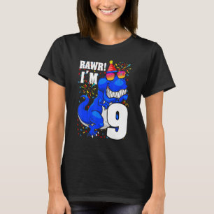 Raw I'm 9 Birthday Boy   Dinosaur 9 Year Old   Kid T-Shirt
