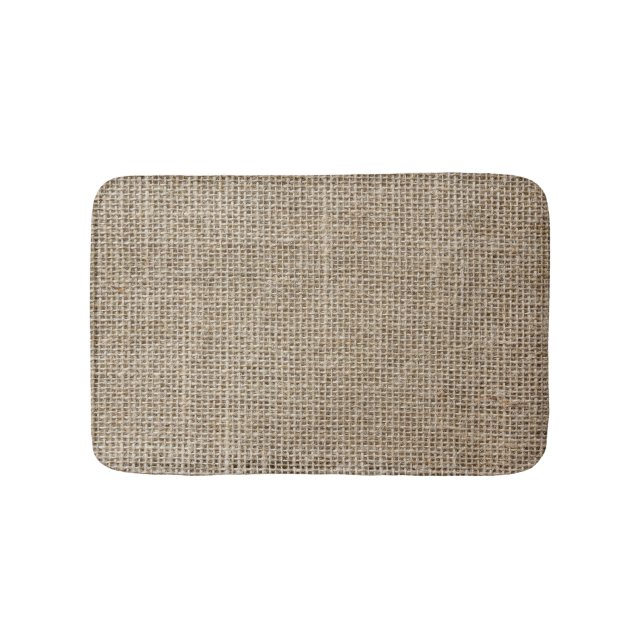 Raw Linen: Natural Textured Fabric. Bath Mat (Front)