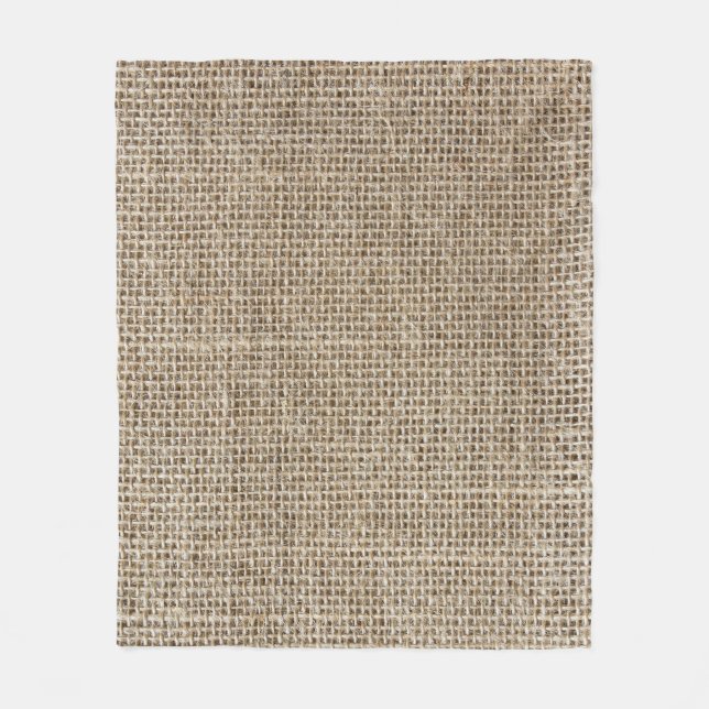 Raw Linen: Natural Textured Fabric. Fleece Blanket (Front)