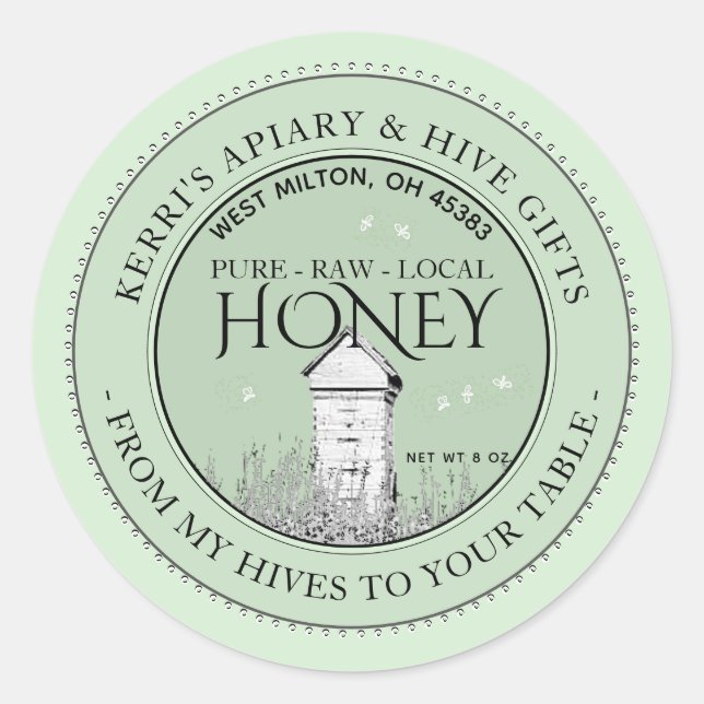 Raw Local Honey From My Hives to Your Table Classic Round Sticker (Front)